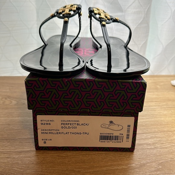 NIB Tory Burch Mini Miller Jelly Thong Sandals BLACK AUTHENTIC - Picture 5 of 9